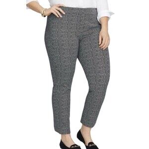Talbots Pants Womens Size 16 Petite Chatham Ankle Black White Print NWT Stretch